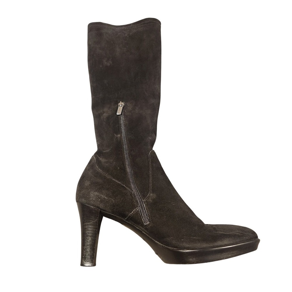 Aquatalia Black Suede Knee High Riding Boots Womens Size 8.5 Made In Italy